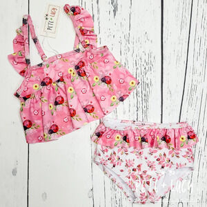 PETE + LUCY Sweet Ladybugs Pink Two PIece Swim Set Size 3T NEW Summer